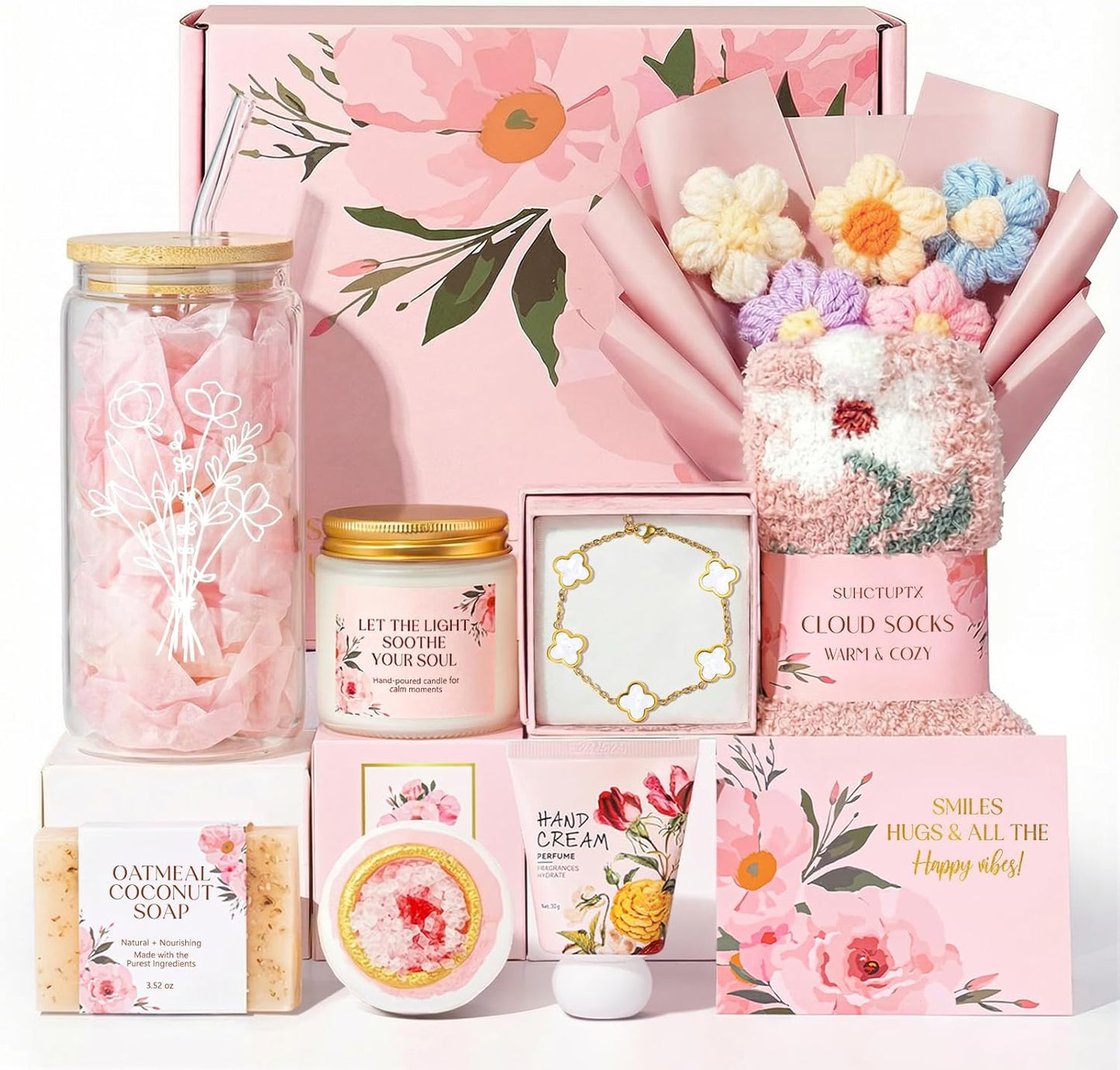 Gift Baskets for Women, 10pcs Unique Birthday Gifts for Women, Best Friend Birthday Christmas Gift, Get Well Soon Gift Basket Sending Sunshine Cheer Up Box for Sister Friendship - BRIGHTEN UP HER DAY