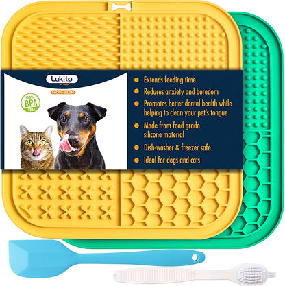 Premium Silicone Licking Mat for Dogs & Cats, 77 Suction Cups, Slow Feeder, Boredom Reducer, Anxiety Relief, Dishwasher Safe, Food Grade