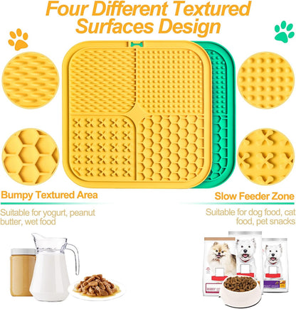 Premium Silicone Licking Mat for Dogs & Cats, 77 Suction Cups, Slow Feeder, Boredom Reducer, Anxiety Relief, Dishwasher Safe, Food Grade