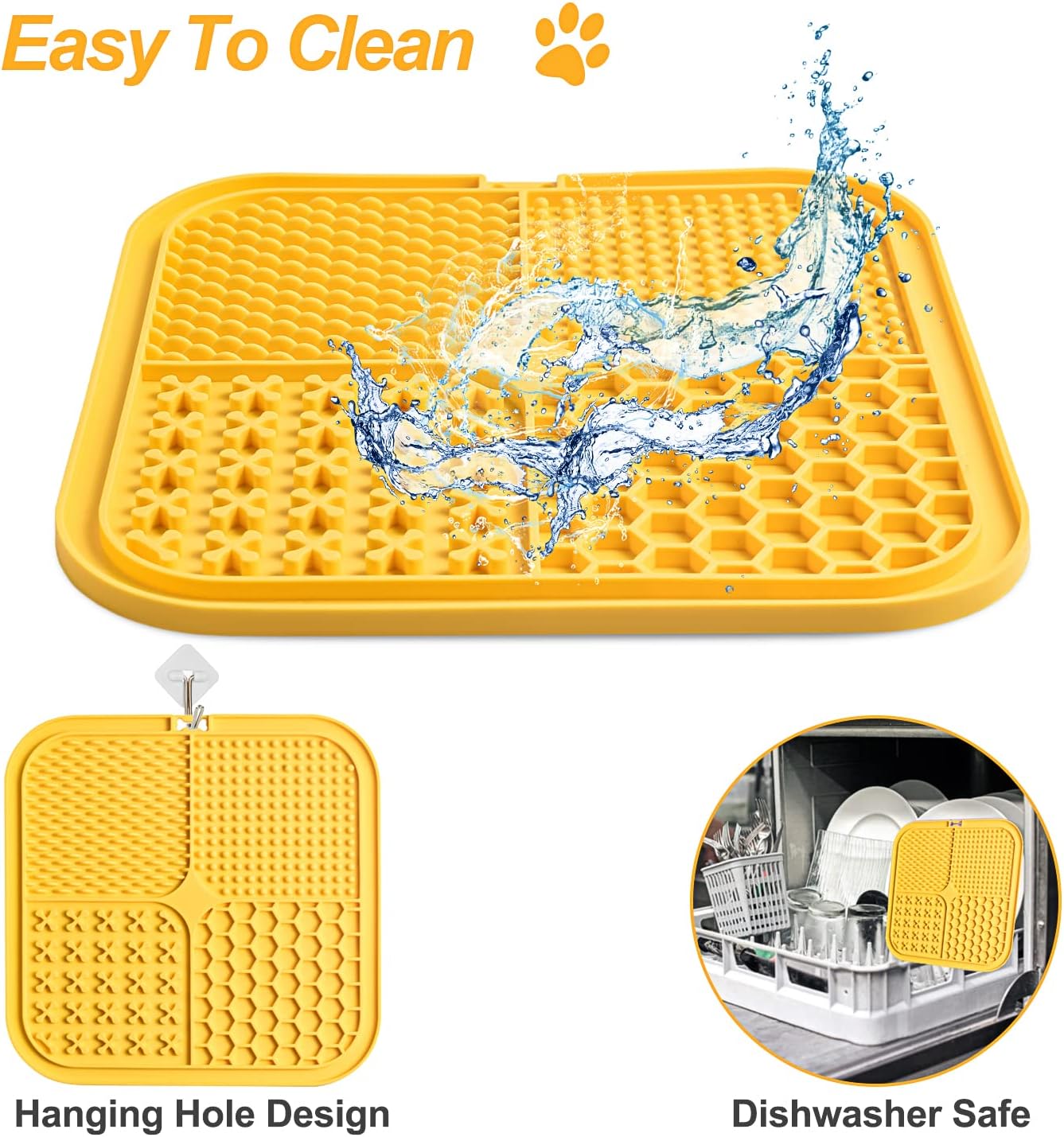 Premium Silicone Licking Mat for Dogs & Cats, 77 Suction Cups, Slow Feeder, Boredom Reducer, Anxiety Relief, Dishwasher Safe, Food Grade