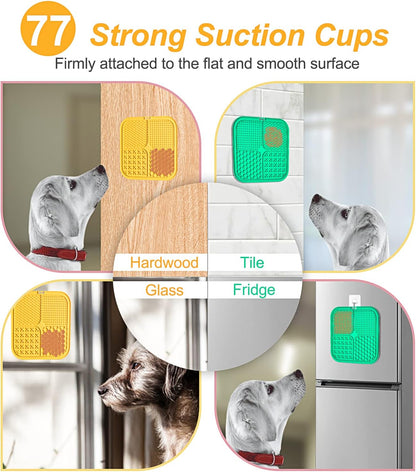 Premium Silicone Licking Mat for Dogs & Cats, 77 Suction Cups, Slow Feeder, Boredom Reducer, Anxiety Relief, Dishwasher Safe, Food Grade