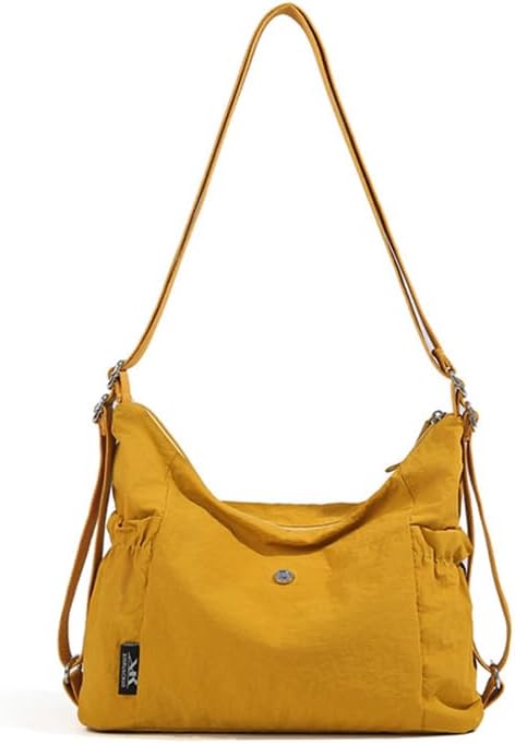 Tote Bag Convertible Backpack Purse for Women Nylon Hobo Crossbody Bag Message Bag Shoulder Handbags for Daily Work (Yellow)