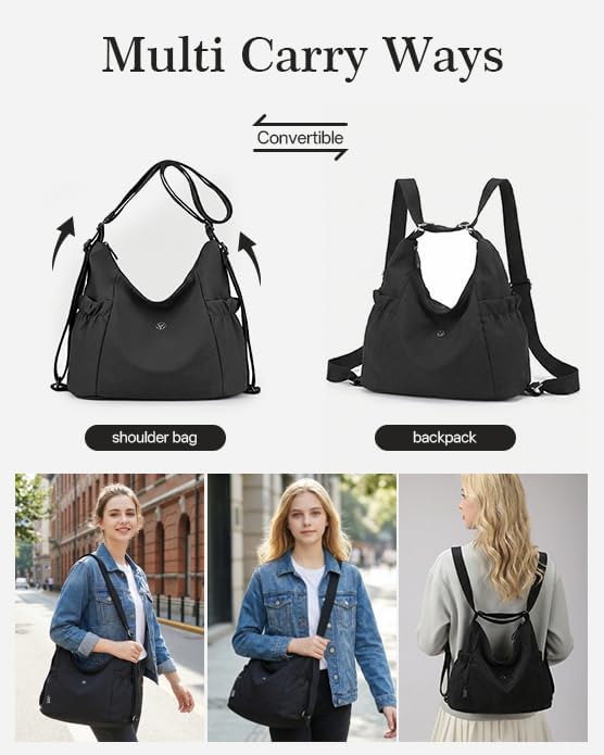 Tote Bag Convertible Backpack Purse for Women Nylon Hobo Crossbody Bag Message Bag Shoulder Handbags for Daily Work (Yellow)