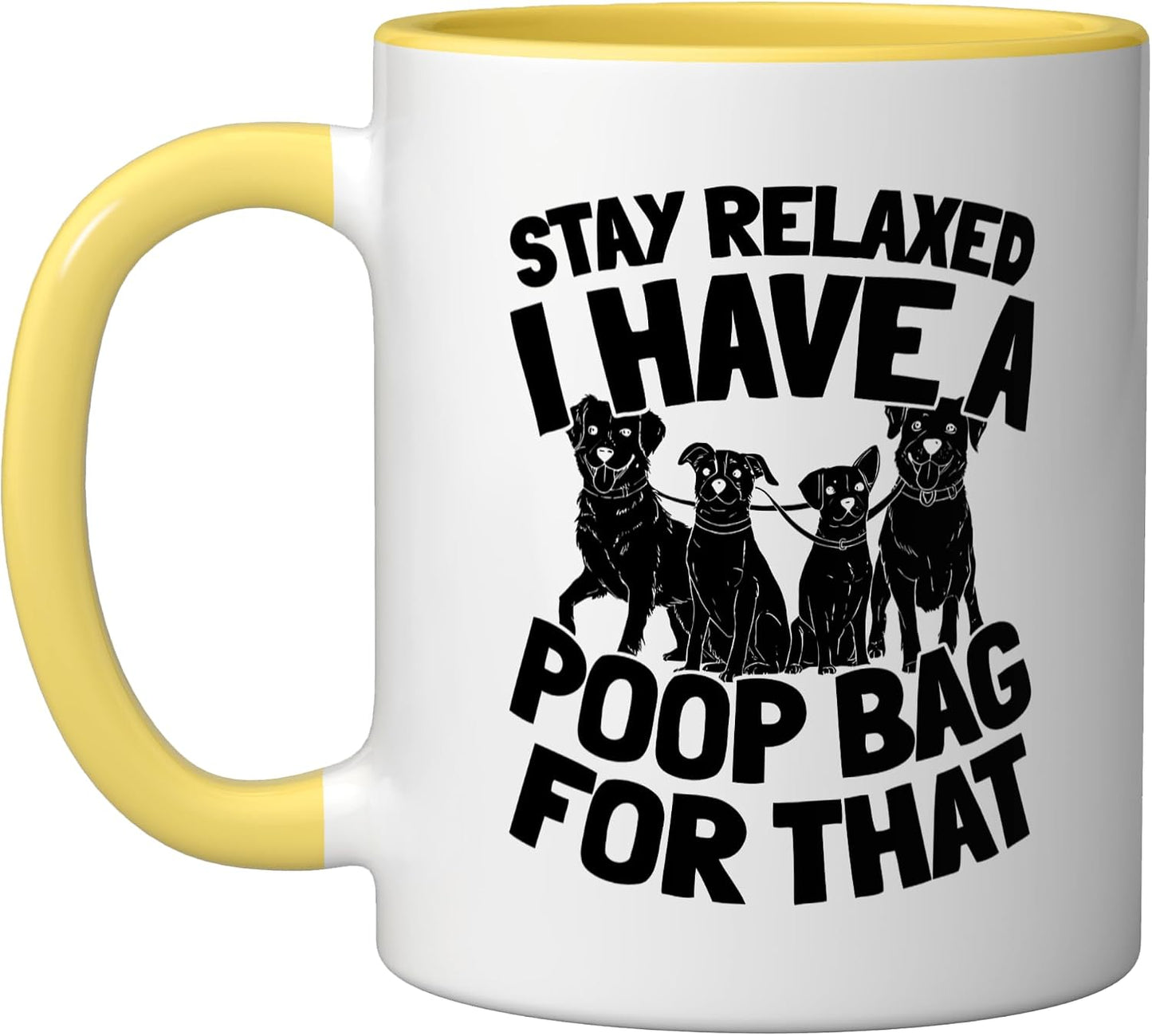 Exercise Walking - Pet Care Dog Walker Ceramic Mug, Yellow/White