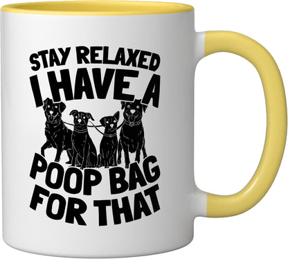 Exercise Walking - Pet Care Dog Walker Ceramic Mug, Yellow/White