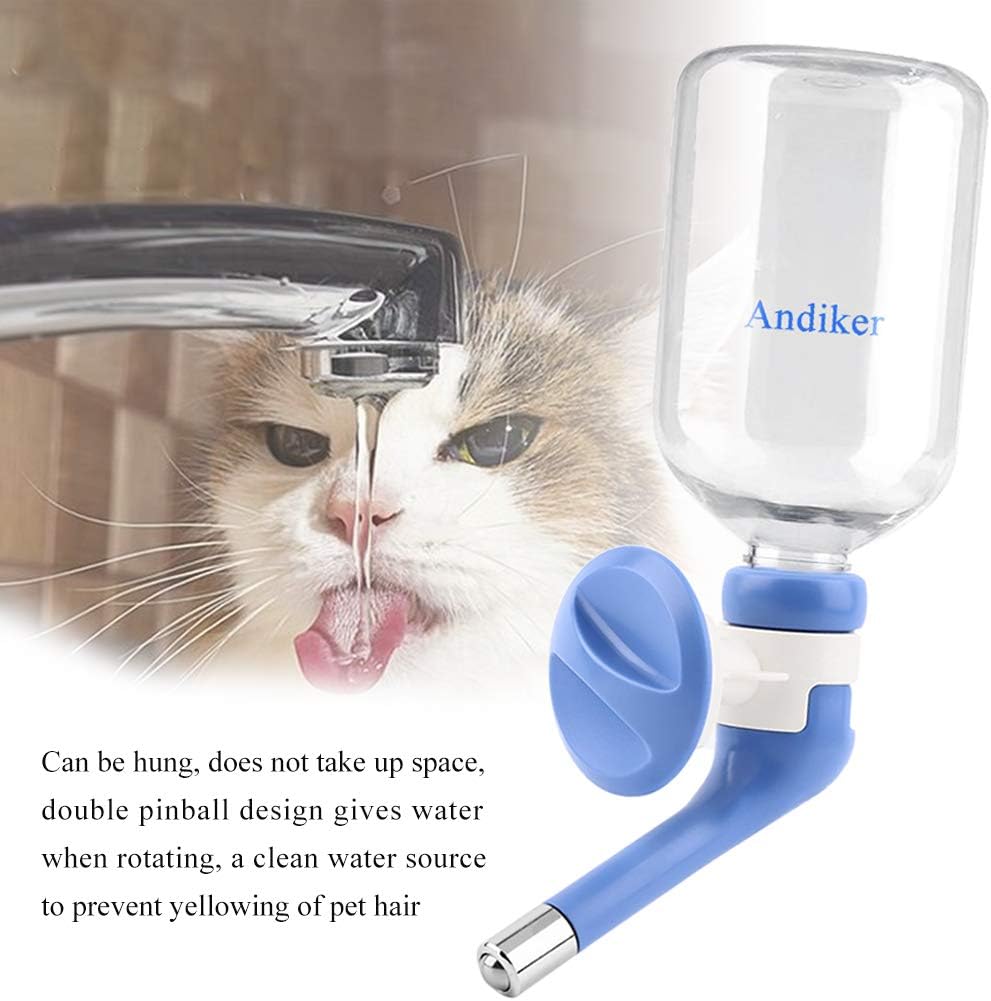 Andiker Dog Water Bottle for Crate, No-drip 350ml Dog Water Dispenser Adjustable and Detachable Installed on the Kennel Cage Water Bottle for Dogs and Puppy Drinking Water