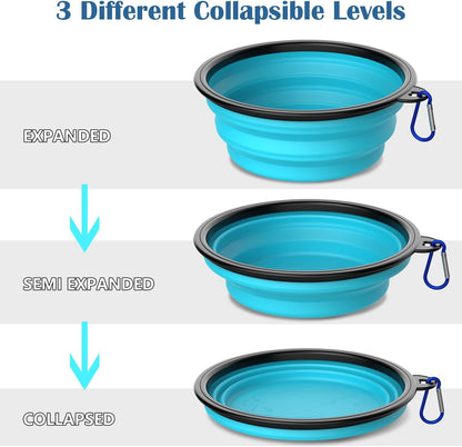 Collapsible Dog Bowls [3 Pack] 20 oz, Travel Dog Bowls, Pet Bowl Portable Foldable Water Food Feeding Dishes with Carabiner Clip for Traveling Hiking Walking-Red & Orange & Yellow