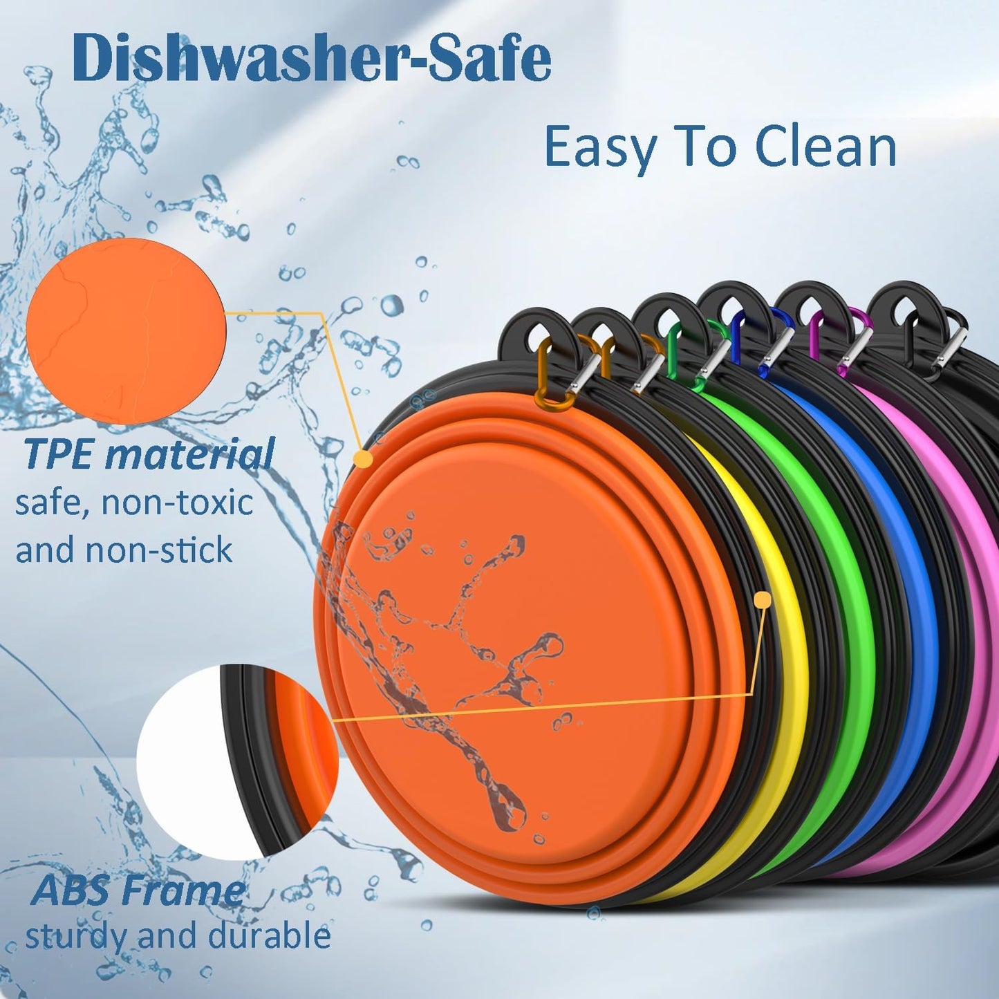Collapsible Dog Bowls [3 Pack] 20 oz, Travel Dog Bowls, Pet Bowl Portable Foldable Water Food Feeding Dishes with Carabiner Clip for Traveling Hiking Walking-Red & Orange & Yellow