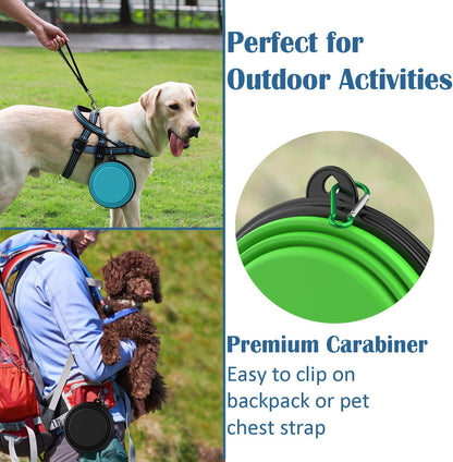 Collapsible Dog Bowls [3 Pack] 20 oz, Travel Dog Bowls, Pet Bowl Portable Foldable Water Food Feeding Dishes with Carabiner Clip for Traveling Hiking Walking-Red & Orange & Yellow
