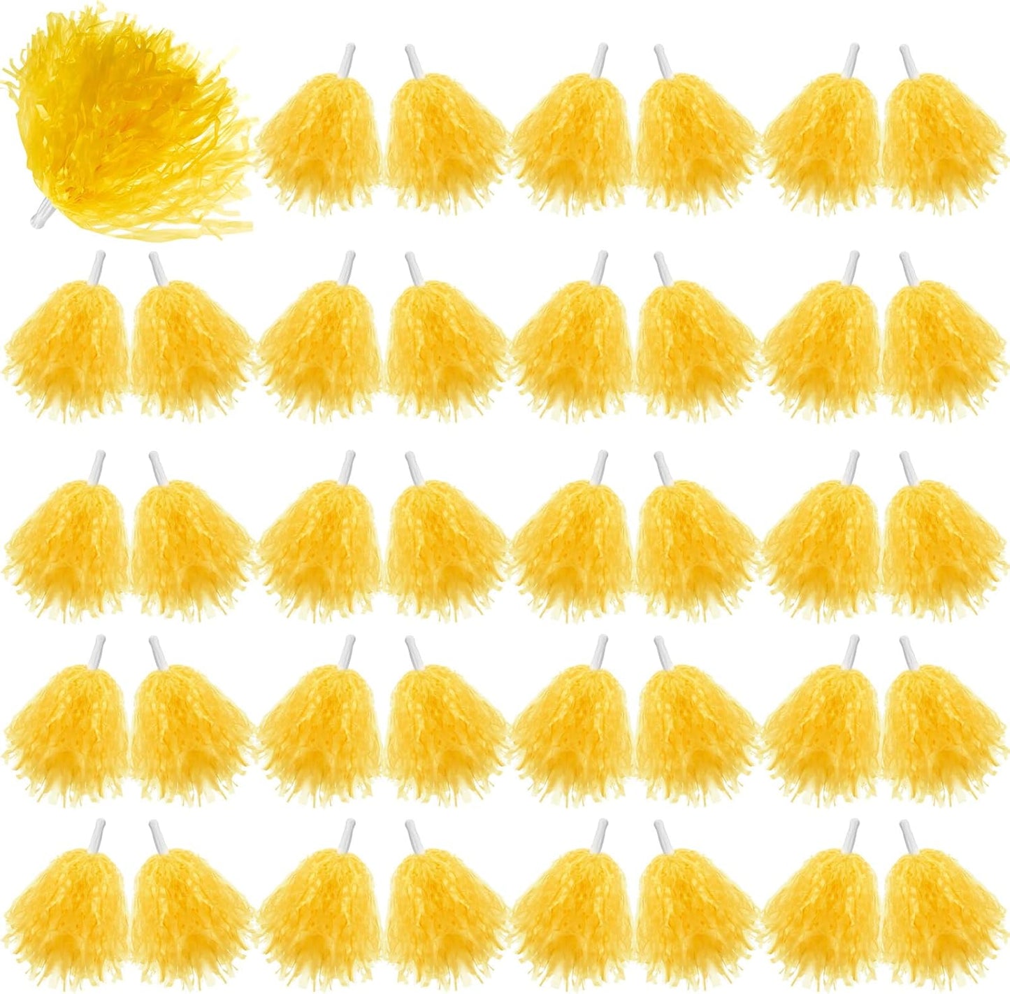 40 Pack Pom Poms Cheerleading Sports Dance Spirited Plastic Cheer Pompom Cheerleading Poms with Handles for Adults Rooters Sports Team Cheering Party