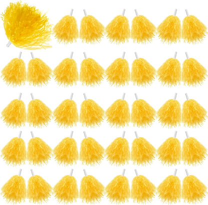 40 Pack Pom Poms Cheerleading Sports Dance Spirited Plastic Cheer Pompom Cheerleading Poms with Handles for Adults Rooters Sports Team Cheering Party
