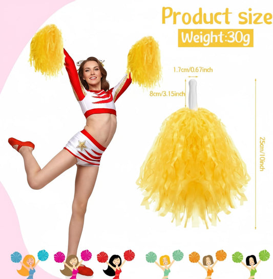 40 Pack Pom Poms Cheerleading Sports Dance Spirited Plastic Cheer Pompom Cheerleading Poms with Handles for Adults Rooters Sports Team Cheering Party