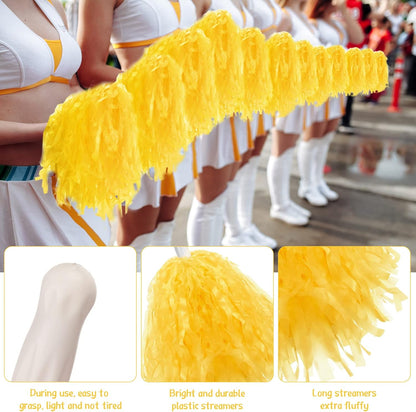 40 Pack Pom Poms Cheerleading Sports Dance Spirited Plastic Cheer Pompom Cheerleading Poms with Handles for Adults Rooters Sports Team Cheering Party