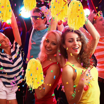40 Pack Pom Poms Cheerleading Sports Dance Spirited Plastic Cheer Pompom Cheerleading Poms with Handles for Adults Rooters Sports Team Cheering Party