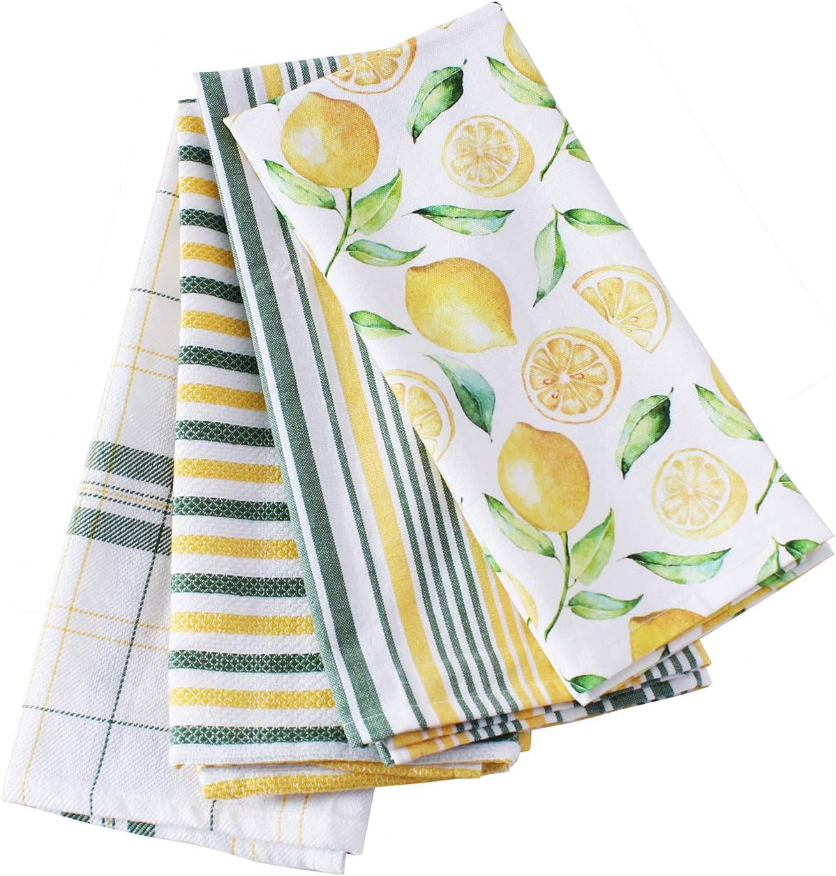 Cotton Kitchen Towels Set of 4 - Absorbent Dish Towels Set | 100% Premium Cotton, Size, Super Absorbent, Durable & Good Shape, Mindblowing Tips, Cotton, Lemon Yellow