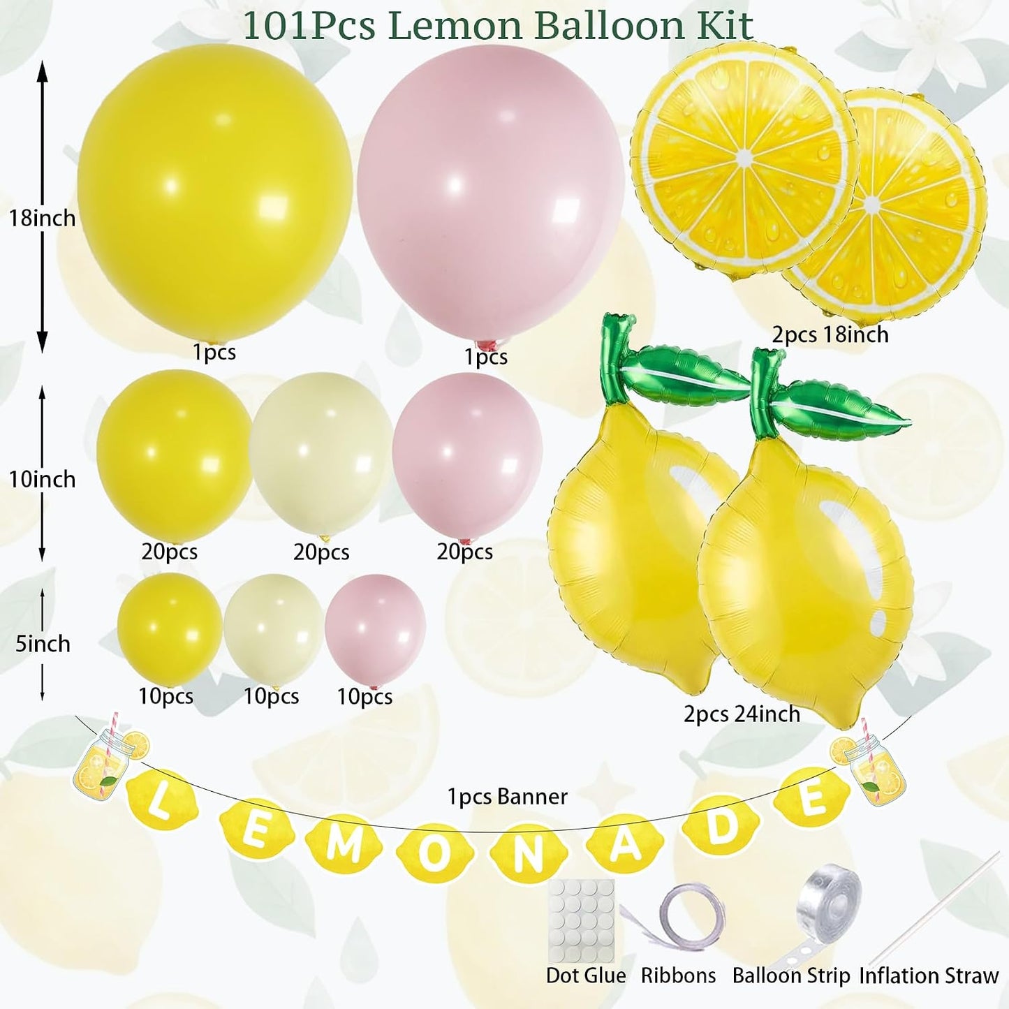 Lemonade Party Decorations Balloon Arch Kit with Lemon Banner, Pink Yellow Lemon Balloons for Summer Birthday, Lemon Baby Shower Decor, Freshly Graduated Lemon Decor,Amalfi Coast Citrus Party Supplies