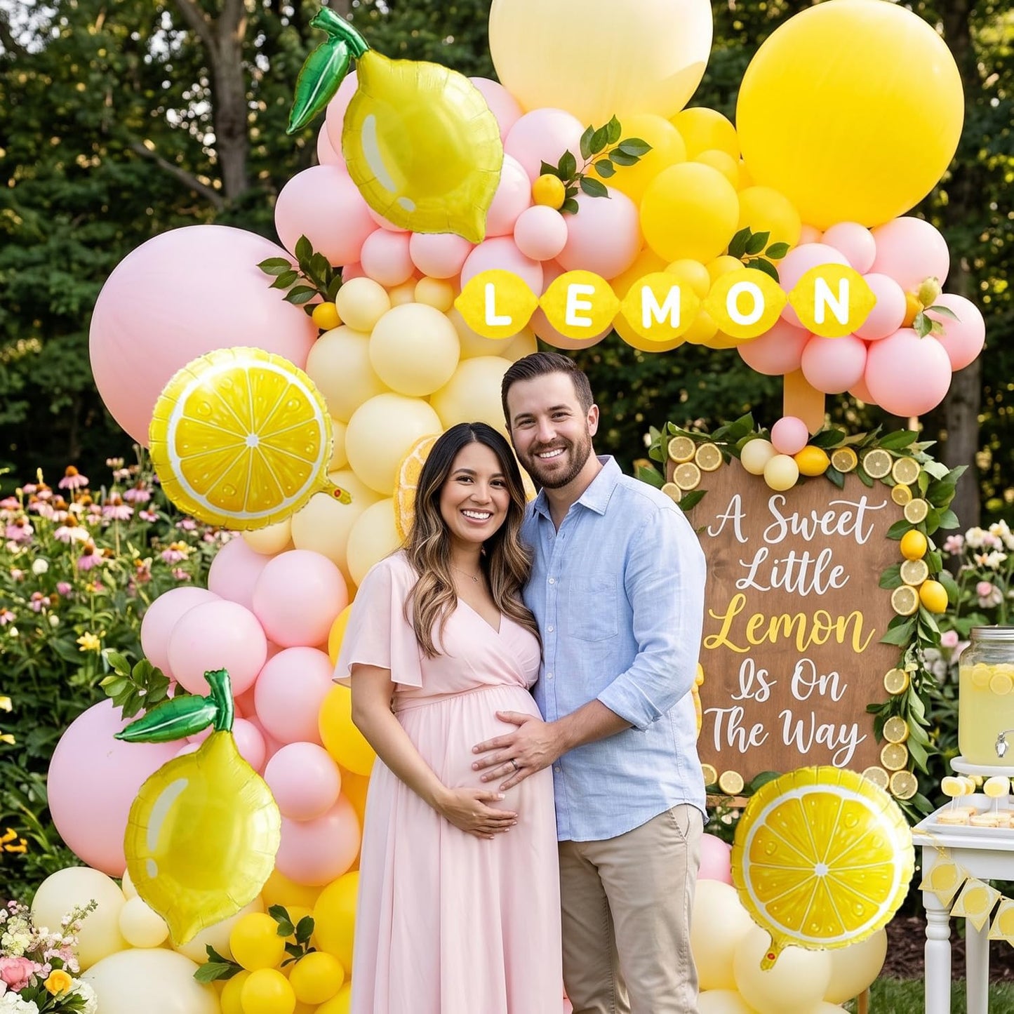 Lemonade Party Decorations Balloon Arch Kit with Lemon Banner, Pink Yellow Lemon Balloons for Summer Birthday, Lemon Baby Shower Decor, Freshly Graduated Lemon Decor,Amalfi Coast Citrus Party Supplies