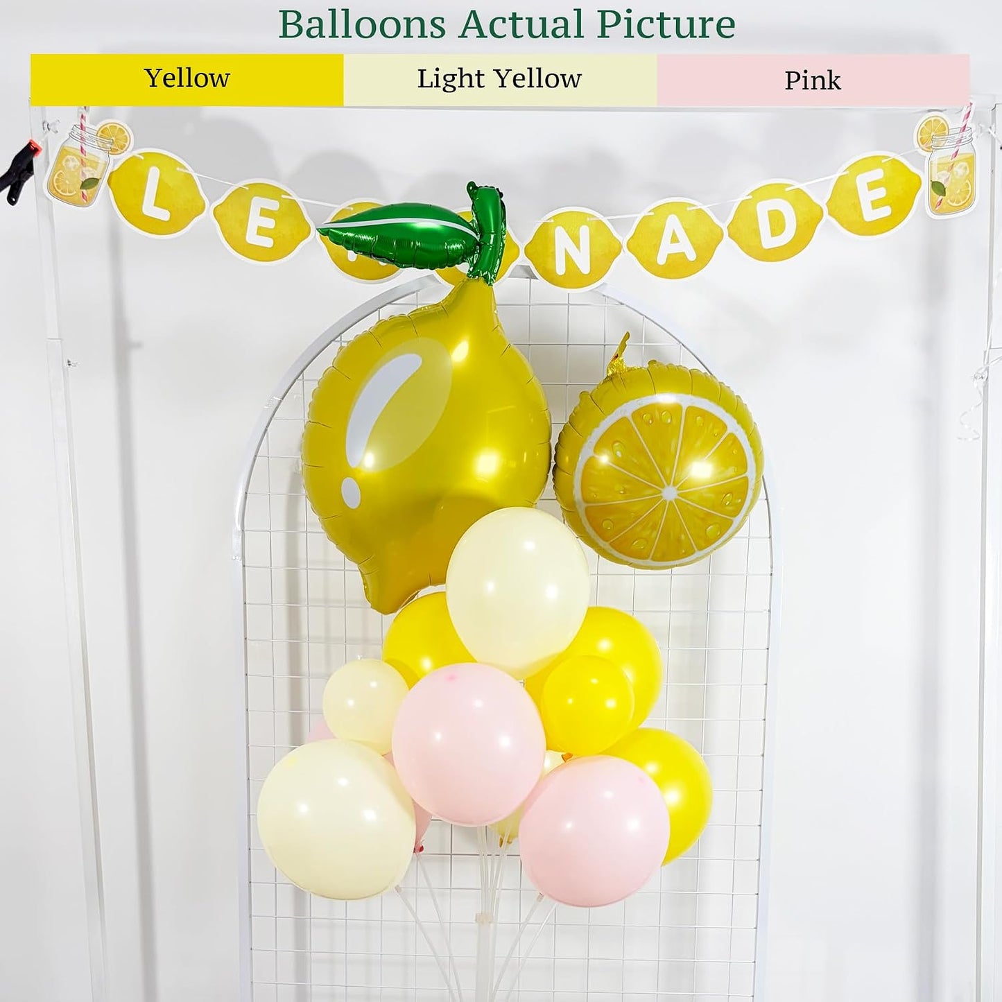 Lemonade Party Decorations Balloon Arch Kit with Lemon Banner, Pink Yellow Lemon Balloons for Summer Birthday, Lemon Baby Shower Decor, Freshly Graduated Lemon Decor,Amalfi Coast Citrus Party Supplies