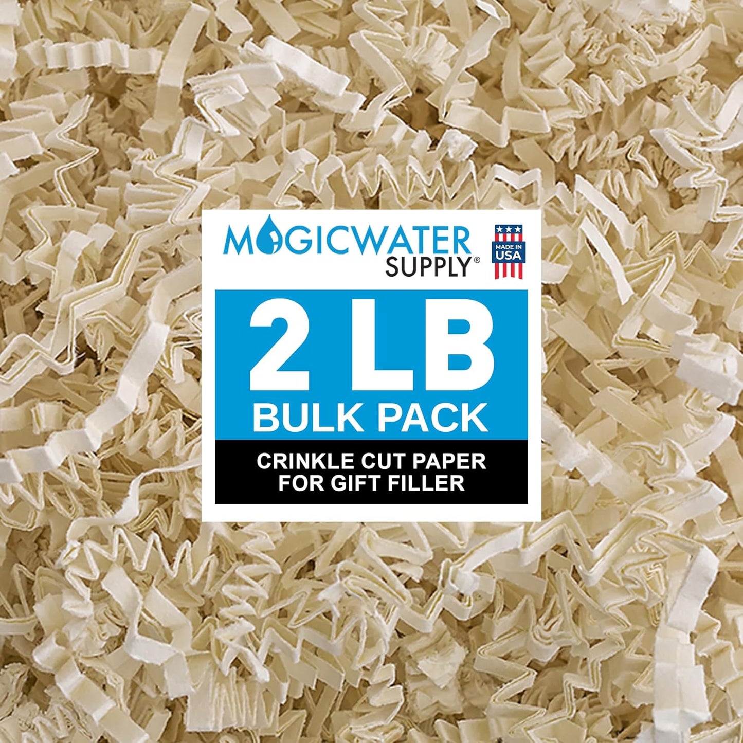 MagicWater Crinkle Cut Paper Gift Basket Filler - 2 LB - Light Ivory | Shredded Paper Filler, Basket Filler, Gift Boxes, Bridesmaid Gifts, Halloween Stuffers & More – Ideal for All Occasion