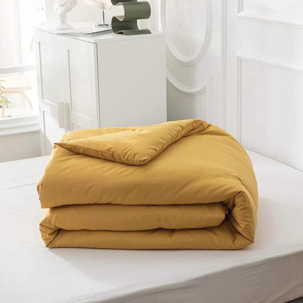 Mustard Yellow Comforter Set Twin Dark Yellow Bedding Comforter Sets for Girls Yellow Comforters Toddler Boys Mustard Comforter Ginger Yellow Bedding Sets Soft Dorm Comforter Twin