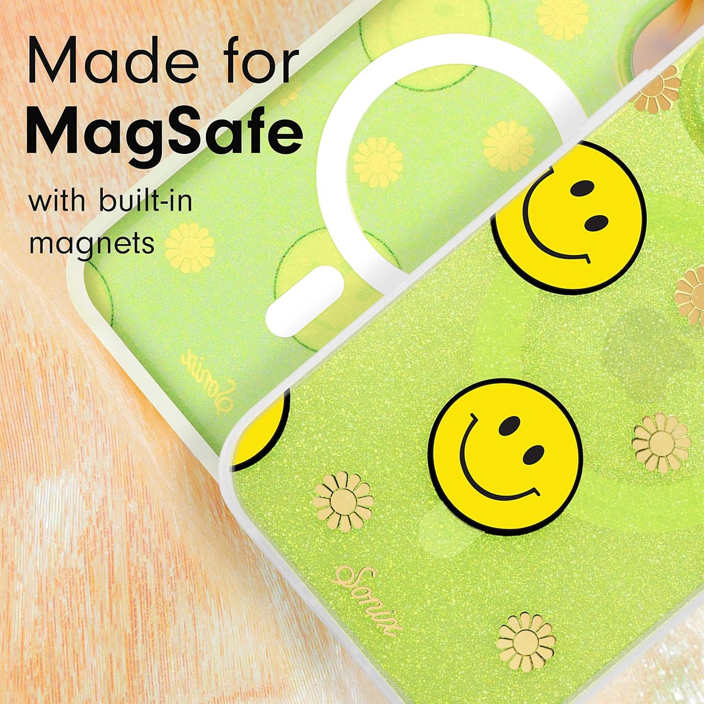 Phone Case for iPhone 16 Pro Max | Compatible with MagSafe | 10ft Drop Tested | Lemon Gingham - Colors D