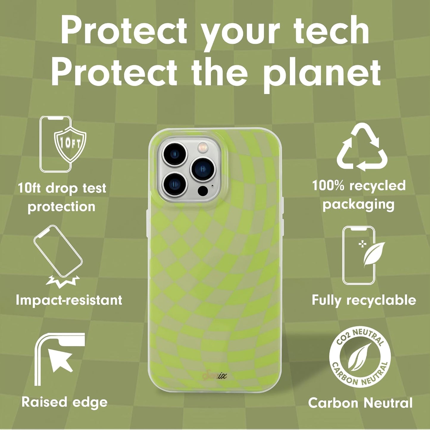 Phone Case for iPhone 16 Pro Max | Compatible with MagSafe | 10ft Drop Tested | Lemon Gingham - Colors D