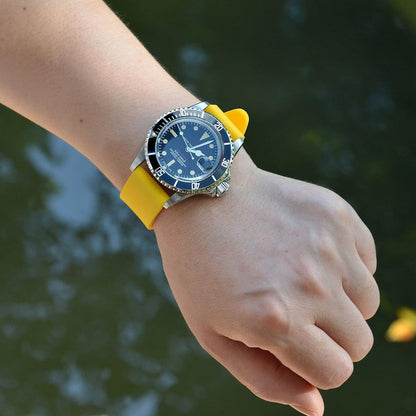 WOCCI 20mm Watch Bands - Premium Silicone Rubber Replacement Straps with Silver Buckle (Yellow)