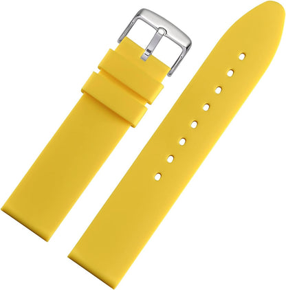 WOCCI 20mm Watch Bands - Premium Silicone Rubber Replacement Straps with Silver Buckle (Yellow)