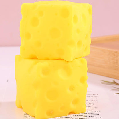 Yellow Cheese Squeeze Toy,Soft Novelty Toy, Rebounding Sensory,Help for Relax,Focus, Sensory Cheese for & Adults, Food Theme Cheese Cubes Squishy Toys,Stress Balls for Adults (﻿Yellow 1)