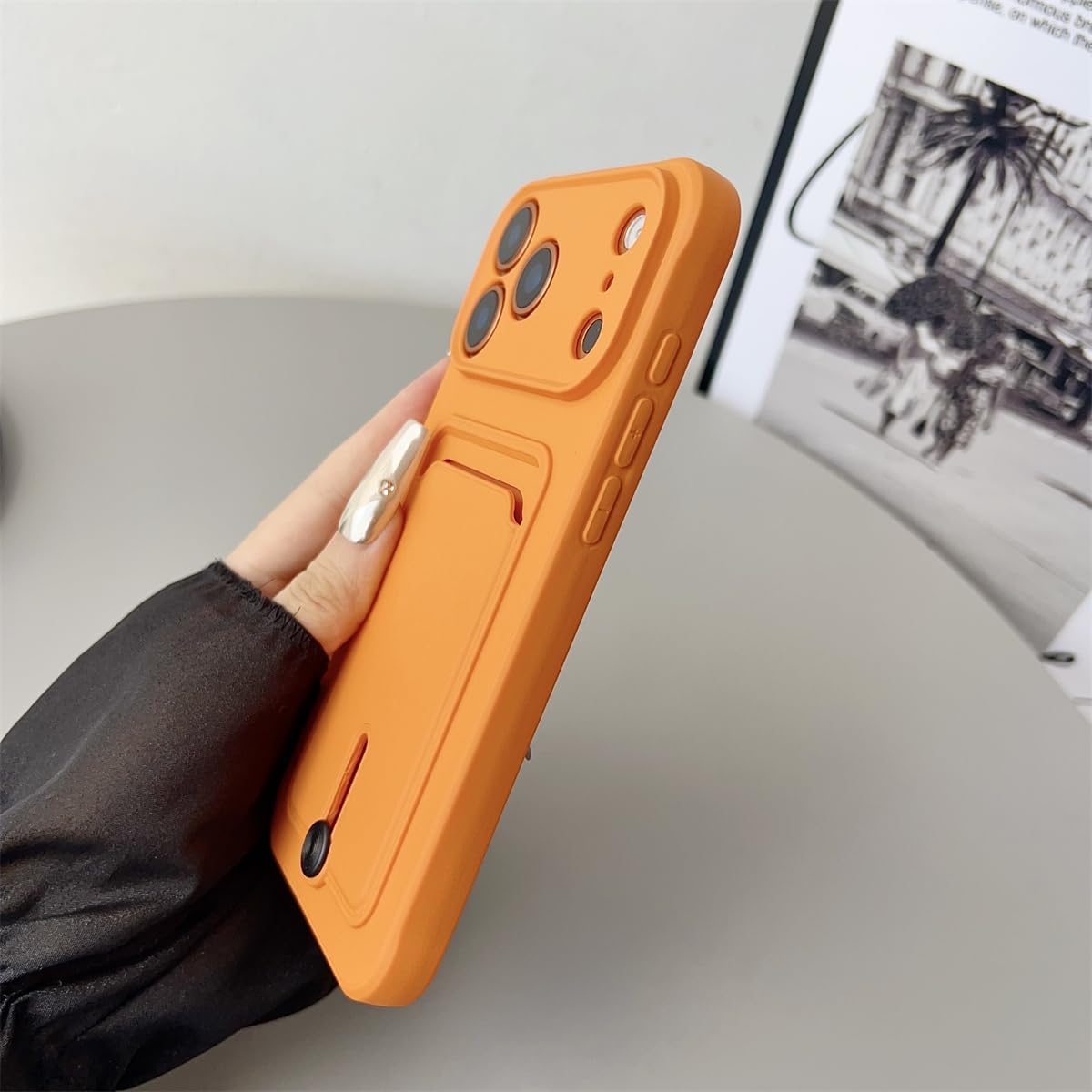 for iPhone 11 Pro Max Push Card Bag Slot Holder Wallet Phone Case Shockproof Soft Silicone Cover(for iPhone 11 Pro Max/Yellow)