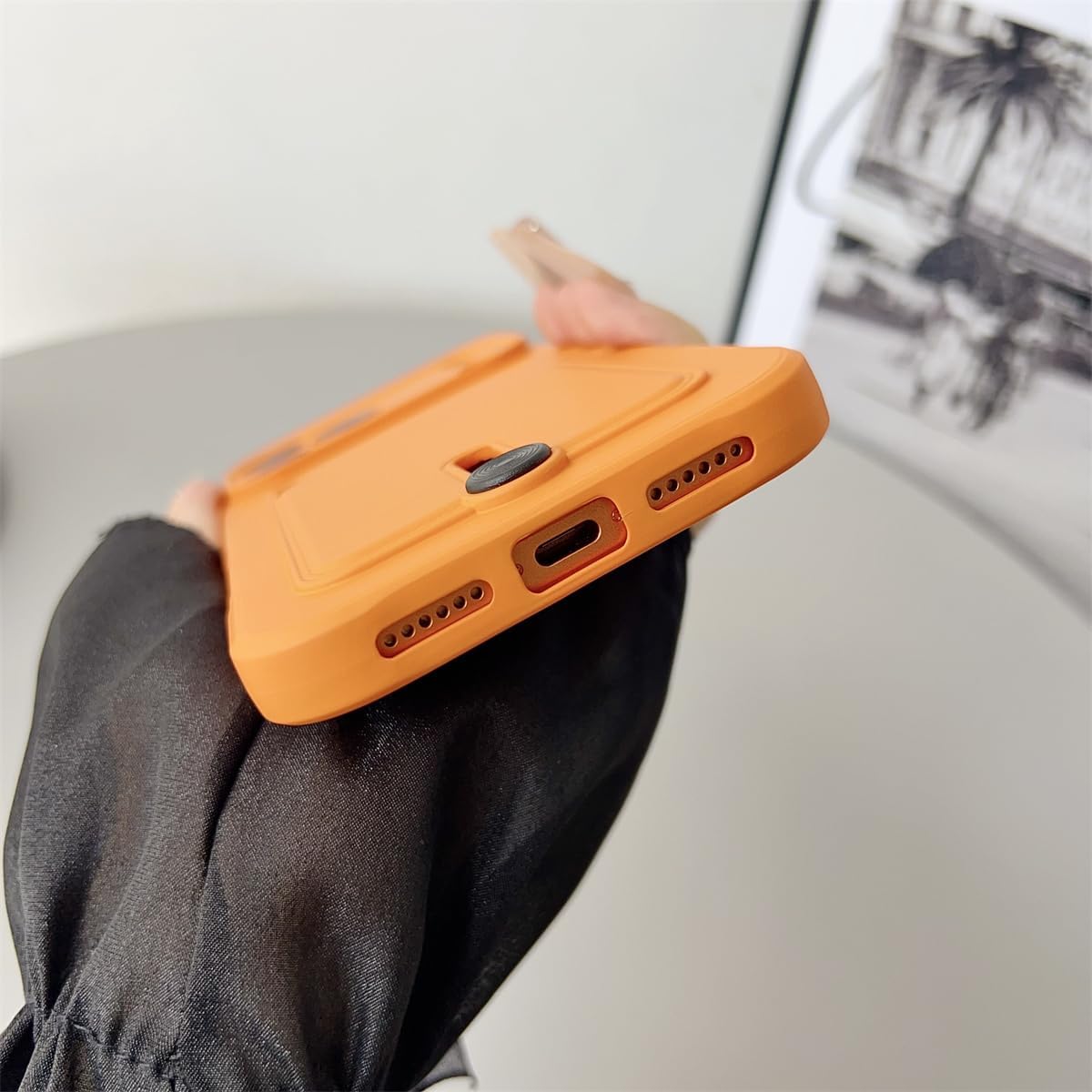for iPhone 11 Pro Max Push Card Bag Slot Holder Wallet Phone Case Shockproof Soft Silicone Cover(for iPhone 11 Pro Max/Yellow)