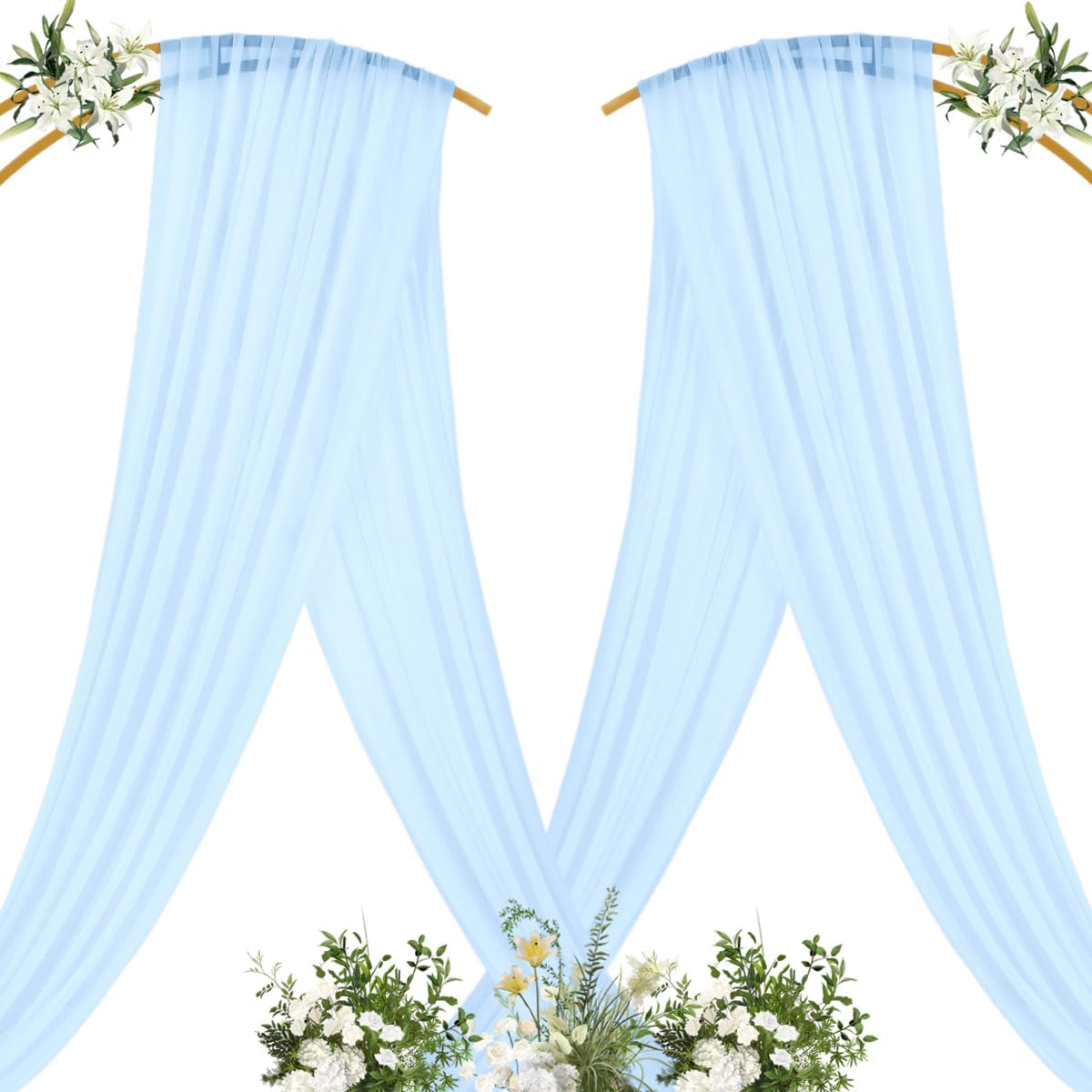 Yellow Wedding Arch Draping Fabric 1 Panel 29" x 20 FT Extra Long Gauze Drapes Sheer Backdrop Curtains 6.6 Yards Outdoor Drapery Panels for Wedding Baby Shower Party Ceiling Decoration