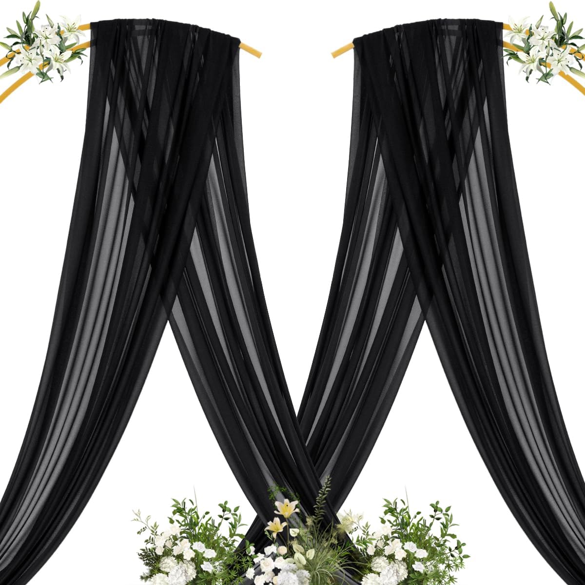 Yellow Wedding Arch Draping Fabric 1 Panel 29" x 20 FT Extra Long Gauze Drapes Sheer Backdrop Curtains 6.6 Yards Outdoor Drapery Panels for Wedding Baby Shower Party Ceiling Decoration