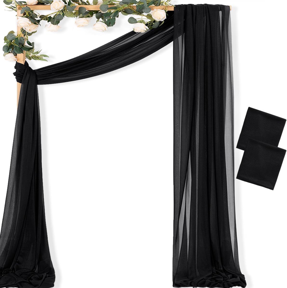 Yellow Wedding Arch Draping Fabric 1 Panel 29" x 20 FT Extra Long Gauze Drapes Sheer Backdrop Curtains 6.6 Yards Outdoor Drapery Panels for Wedding Baby Shower Party Ceiling Decoration