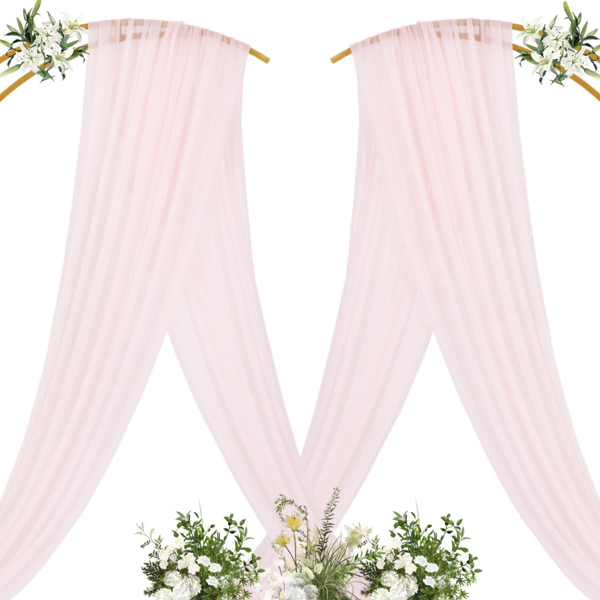 Yellow Wedding Arch Draping Fabric 1 Panel 29" x 20 FT Extra Long Gauze Drapes Sheer Backdrop Curtains 6.6 Yards Outdoor Drapery Panels for Wedding Baby Shower Party Ceiling Decoration