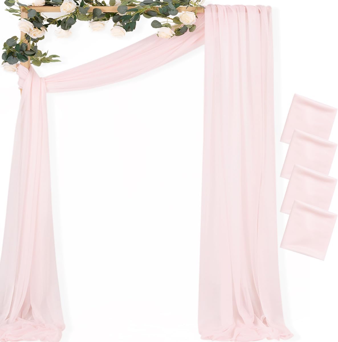 Yellow Wedding Arch Draping Fabric 1 Panel 29" x 20 FT Extra Long Gauze Drapes Sheer Backdrop Curtains 6.6 Yards Outdoor Drapery Panels for Wedding Baby Shower Party Ceiling Decoration