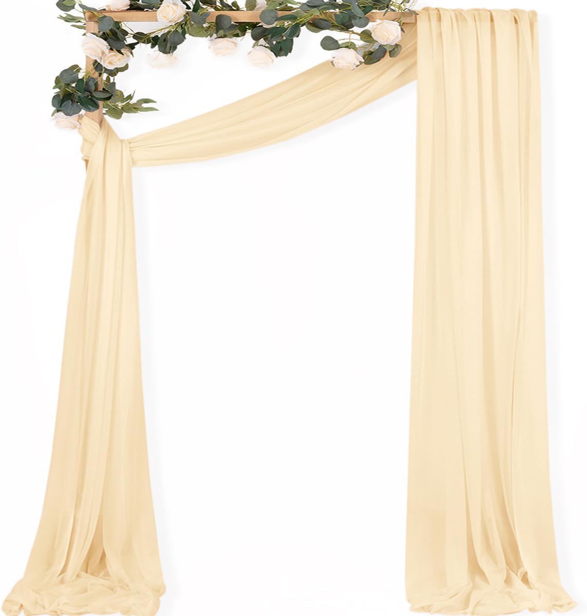 Yellow Wedding Arch Draping Fabric 1 Panel 29" x 20 FT Extra Long Gauze Drapes Sheer Backdrop Curtains 6.6 Yards Outdoor Drapery Panels for Wedding Baby Shower Party Ceiling Decoration