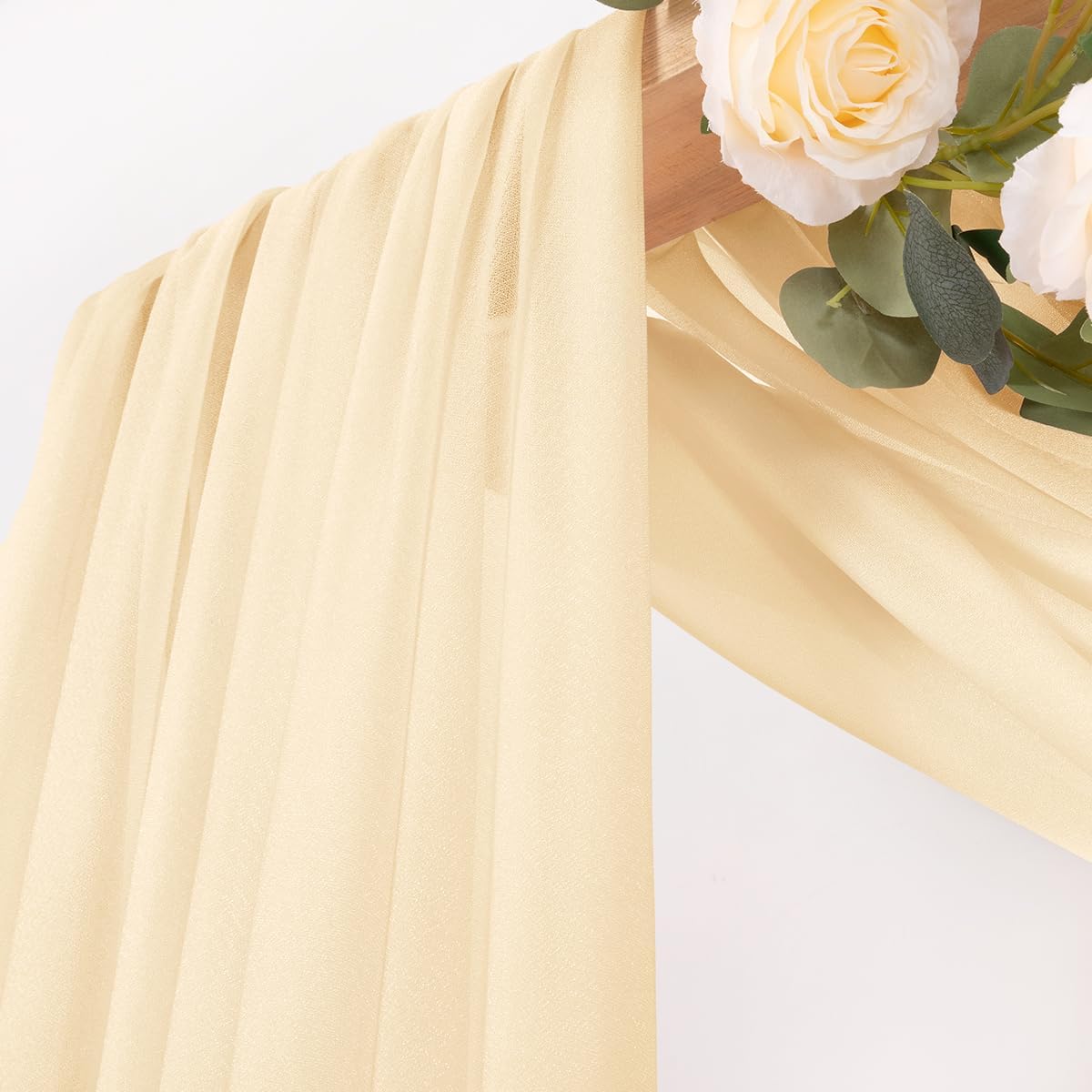 Yellow Wedding Arch Draping Fabric 1 Panel 29" x 20 FT Extra Long Gauze Drapes Sheer Backdrop Curtains 6.6 Yards Outdoor Drapery Panels for Wedding Baby Shower Party Ceiling Decoration