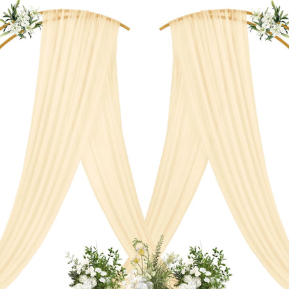 Yellow Wedding Arch Draping Fabric 1 Panel 29" x 20 FT Extra Long Gauze Drapes Sheer Backdrop Curtains 6.6 Yards Outdoor Drapery Panels for Wedding Baby Shower Party Ceiling Decoration