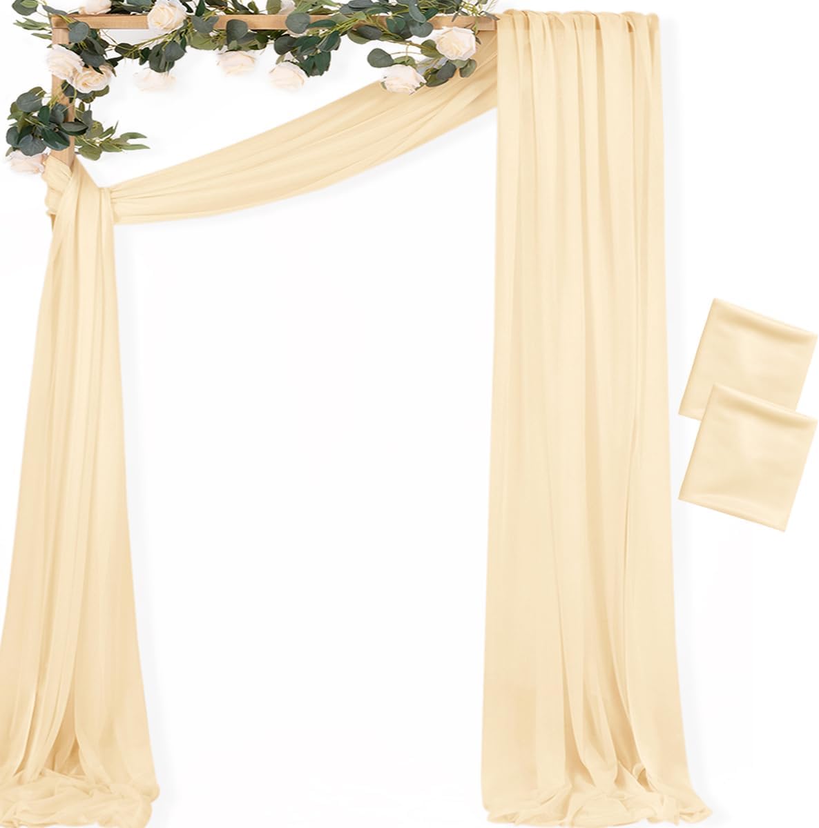 Yellow Wedding Arch Draping Fabric 1 Panel 29" x 20 FT Extra Long Gauze Drapes Sheer Backdrop Curtains 6.6 Yards Outdoor Drapery Panels for Wedding Baby Shower Party Ceiling Decoration