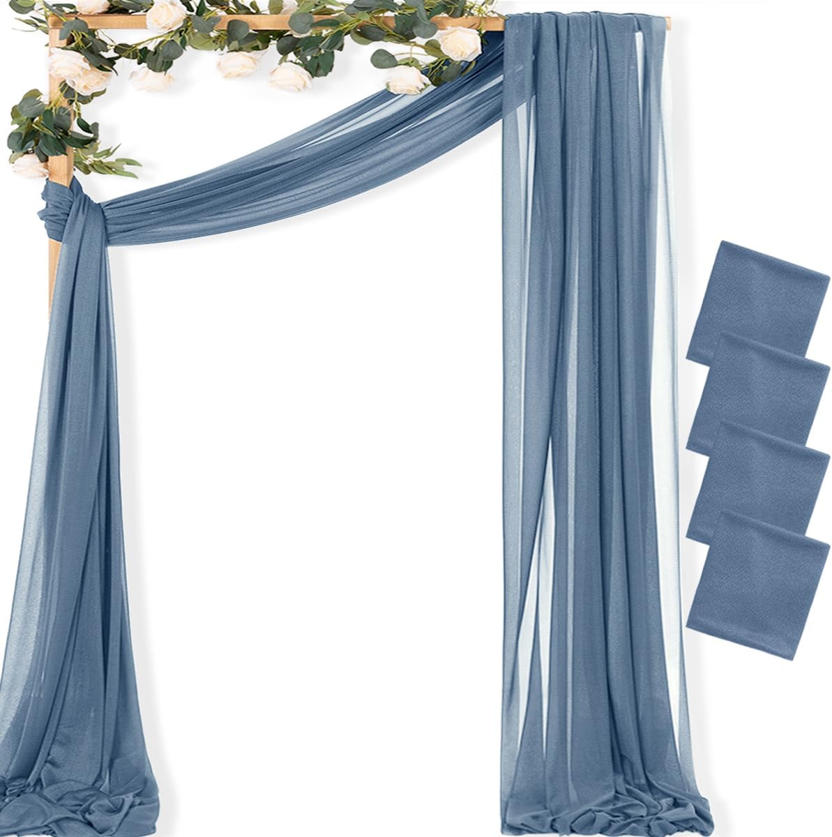 Yellow Wedding Arch Draping Fabric 1 Panel 29" x 20 FT Extra Long Gauze Drapes Sheer Backdrop Curtains 6.6 Yards Outdoor Drapery Panels for Wedding Baby Shower Party Ceiling Decoration