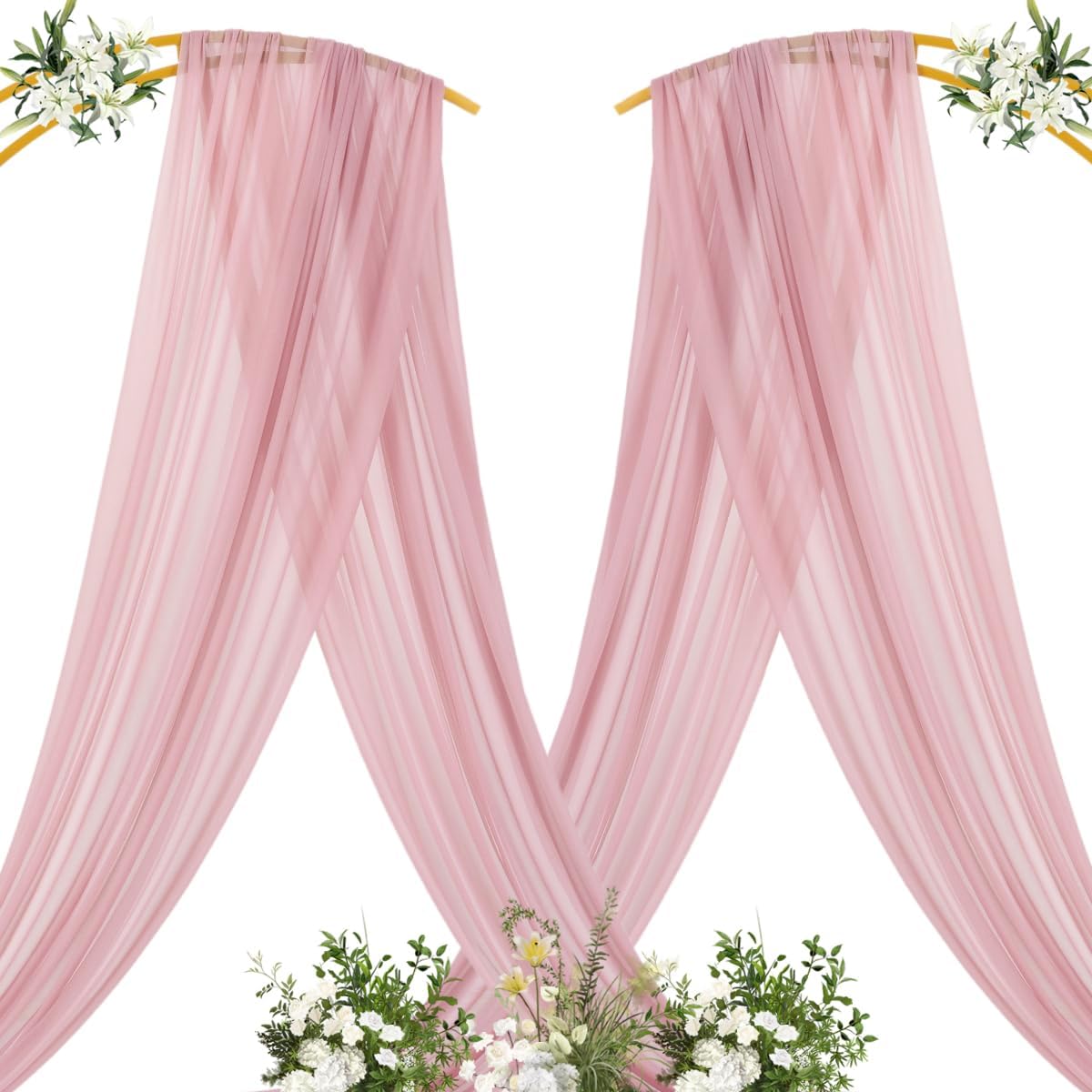 Yellow Wedding Arch Draping Fabric 1 Panel 29" x 20 FT Extra Long Gauze Drapes Sheer Backdrop Curtains 6.6 Yards Outdoor Drapery Panels for Wedding Baby Shower Party Ceiling Decoration