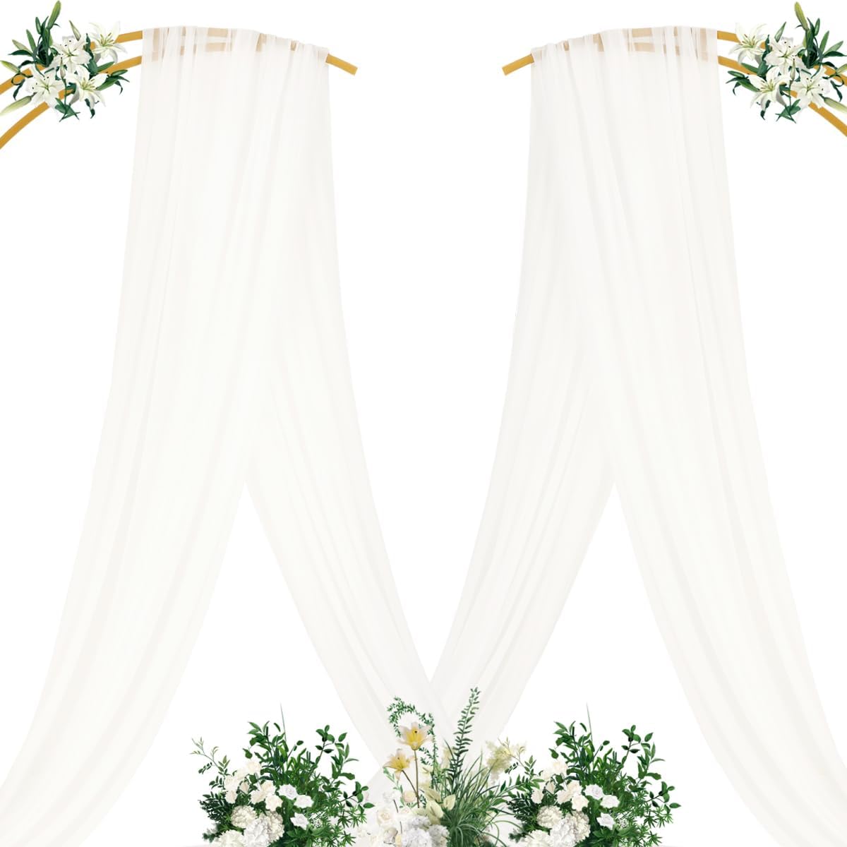 Yellow Wedding Arch Draping Fabric 1 Panel 29" x 20 FT Extra Long Gauze Drapes Sheer Backdrop Curtains 6.6 Yards Outdoor Drapery Panels for Wedding Baby Shower Party Ceiling Decoration