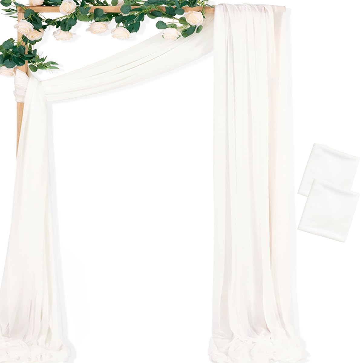 Yellow Wedding Arch Draping Fabric 1 Panel 29" x 20 FT Extra Long Gauze Drapes Sheer Backdrop Curtains 6.6 Yards Outdoor Drapery Panels for Wedding Baby Shower Party Ceiling Decoration