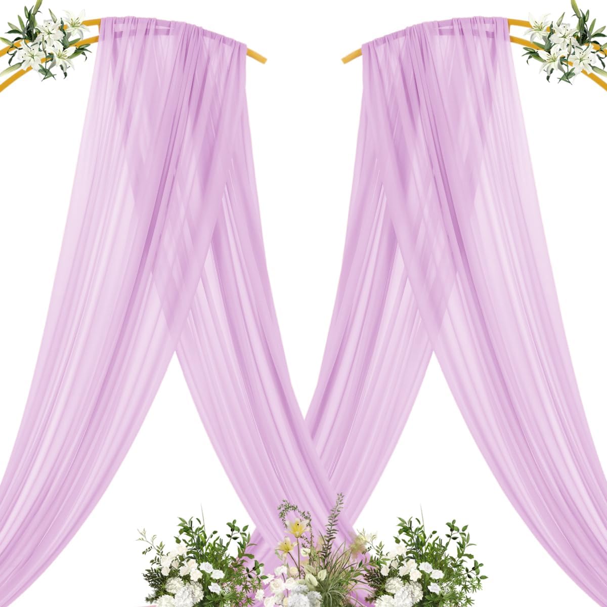 Yellow Wedding Arch Draping Fabric 1 Panel 29" x 20 FT Extra Long Gauze Drapes Sheer Backdrop Curtains 6.6 Yards Outdoor Drapery Panels for Wedding Baby Shower Party Ceiling Decoration