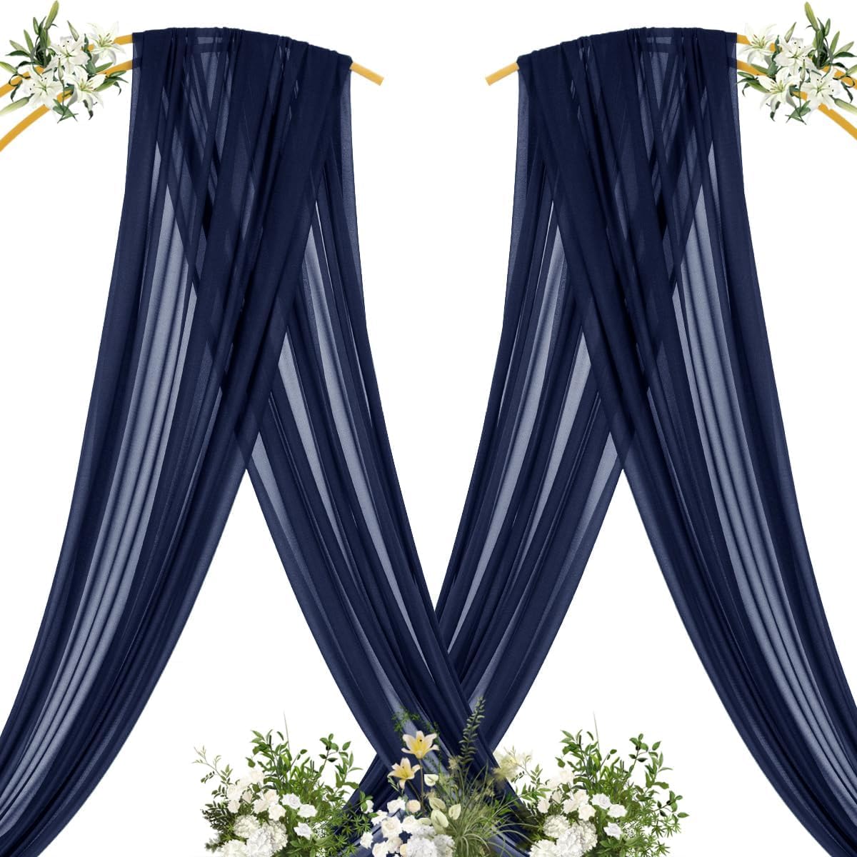 Yellow Wedding Arch Draping Fabric 1 Panel 29" x 20 FT Extra Long Gauze Drapes Sheer Backdrop Curtains 6.6 Yards Outdoor Drapery Panels for Wedding Baby Shower Party Ceiling Decoration
