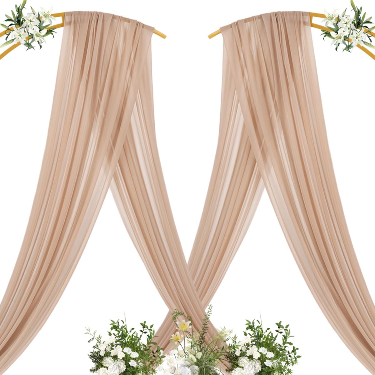 Yellow Wedding Arch Draping Fabric 1 Panel 29" x 20 FT Extra Long Gauze Drapes Sheer Backdrop Curtains 6.6 Yards Outdoor Drapery Panels for Wedding Baby Shower Party Ceiling Decoration