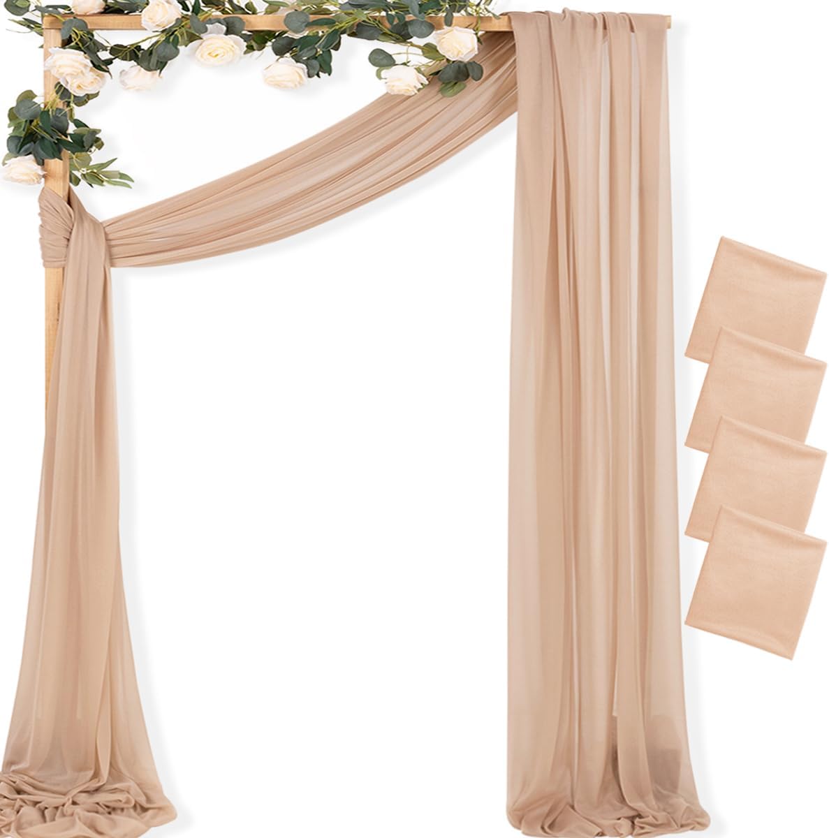 Yellow Wedding Arch Draping Fabric 1 Panel 29" x 20 FT Extra Long Gauze Drapes Sheer Backdrop Curtains 6.6 Yards Outdoor Drapery Panels for Wedding Baby Shower Party Ceiling Decoration