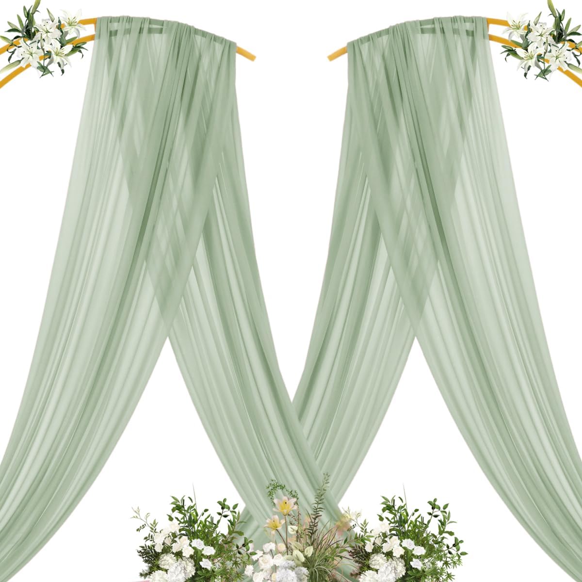 Yellow Wedding Arch Draping Fabric 1 Panel 29" x 20 FT Extra Long Gauze Drapes Sheer Backdrop Curtains 6.6 Yards Outdoor Drapery Panels for Wedding Baby Shower Party Ceiling Decoration