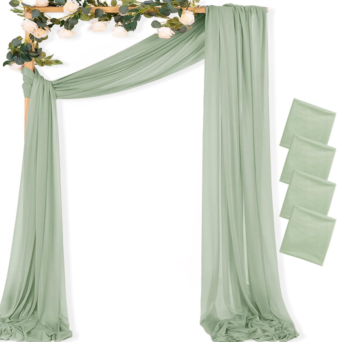 Yellow Wedding Arch Draping Fabric 1 Panel 29" x 20 FT Extra Long Gauze Drapes Sheer Backdrop Curtains 6.6 Yards Outdoor Drapery Panels for Wedding Baby Shower Party Ceiling Decoration